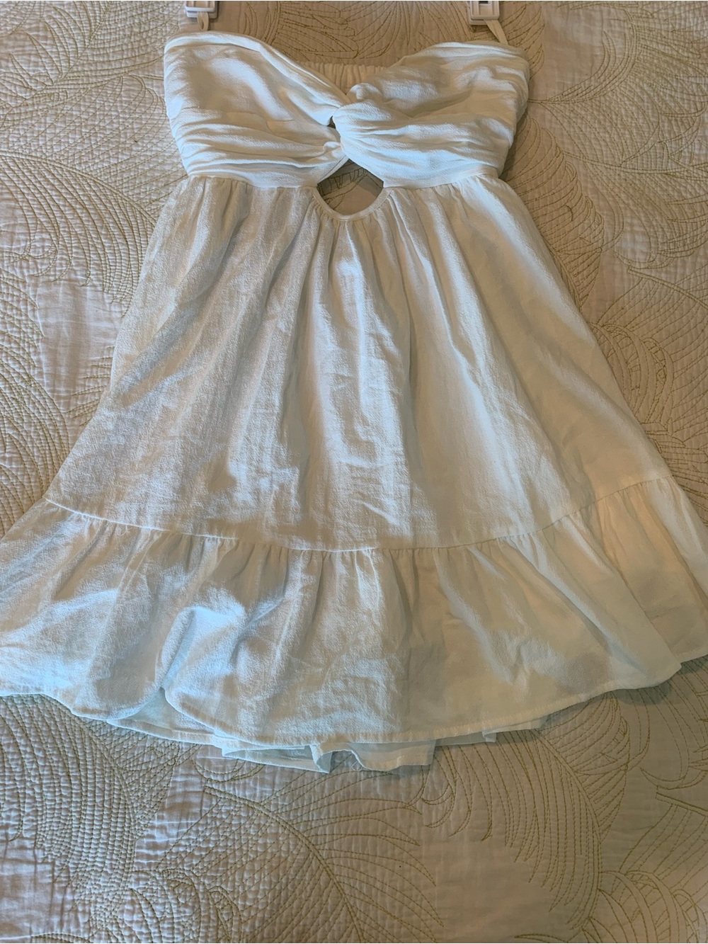 Ocean Drive Strapless White Twist-Front Sundress